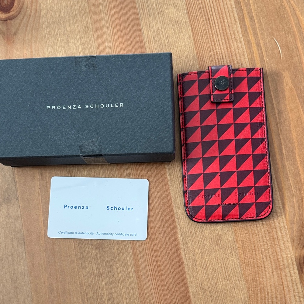 New! Proenza Schouler Geometric Red and Black Phone Case with COA